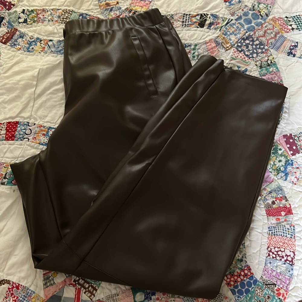 FAX LEATHER SIZW 14-16W SKINNY LEG PANTS